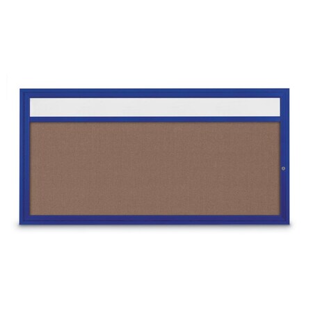 United Visual Products Slim Enclosed Corkboard, 36"x36", Black Alum Frame/Ultramarine UVEB3636-BLACK-ULTMAR